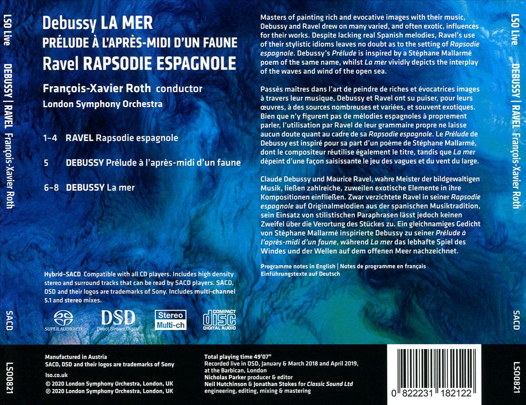 Debussy: La mer; Prélude à l'après-midi d'un faune; Ravel: Rapsodie espagnole cover art