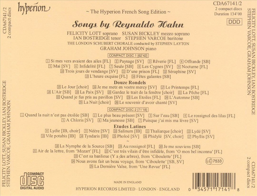 Songs by Reynaldo Hahn cover art