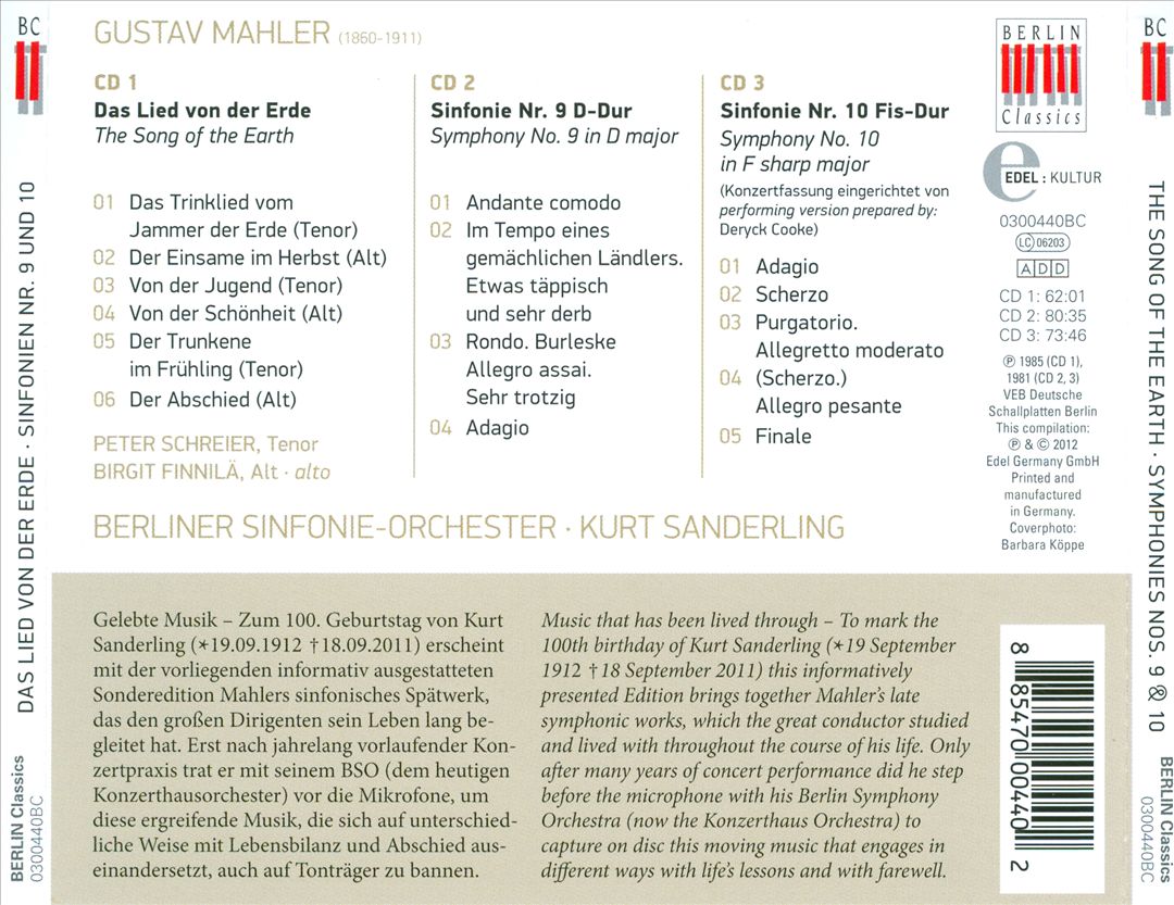 Mahler: Das Lied von Der Erde, Symphonies Nos. 9 & 10 cover art