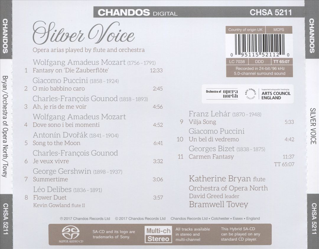 Silver Voice: Opera Arias Played by Flute and Orchestra cover art