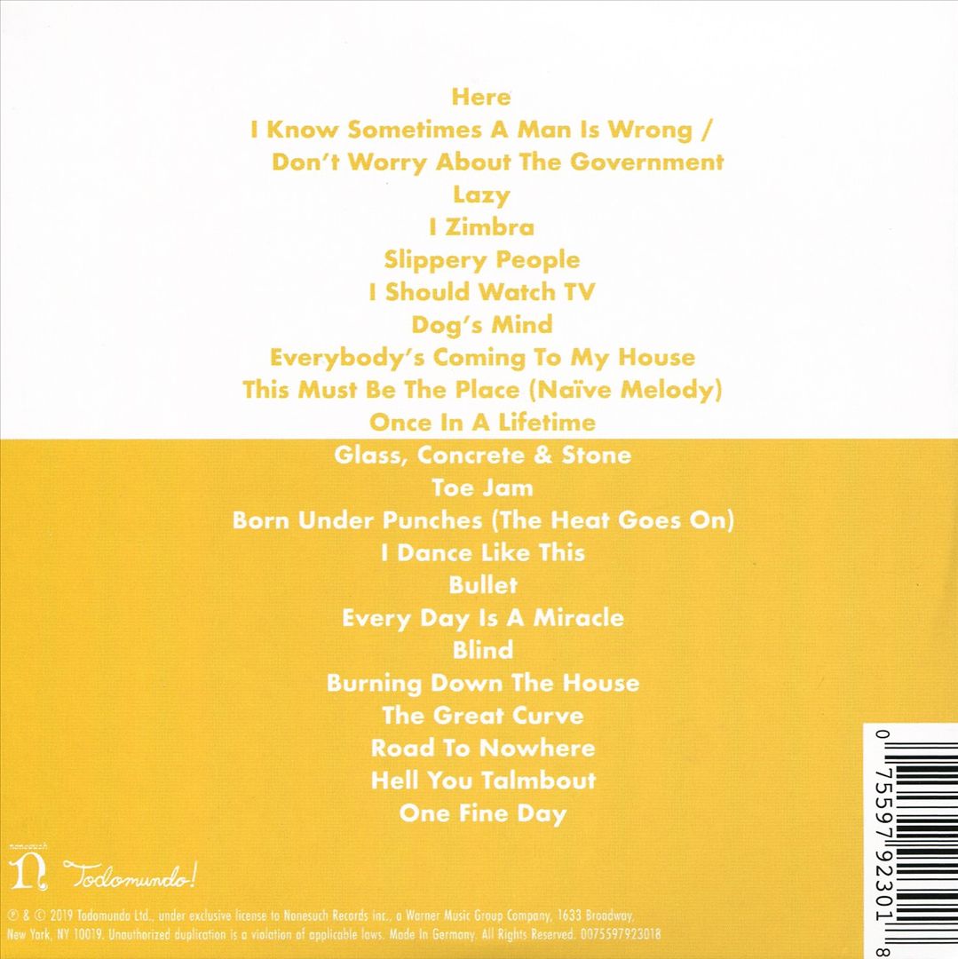 American Utopia on Broadway [Original Cast Recording] cover art