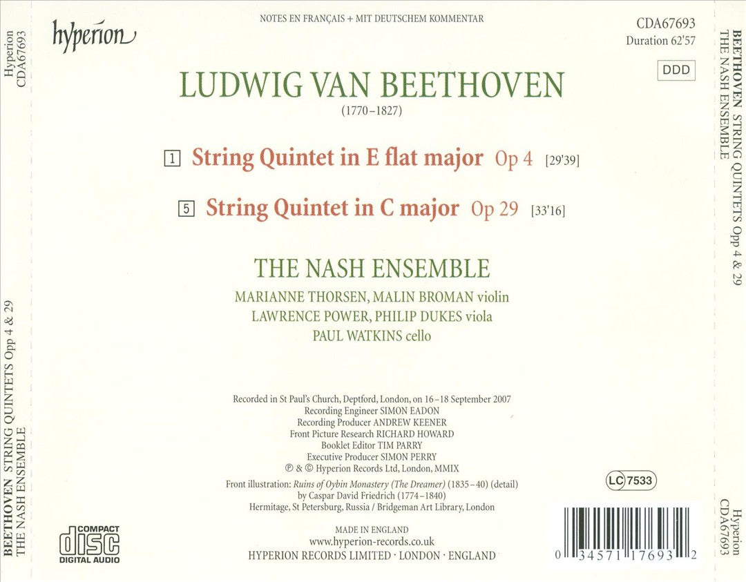 Beethoven: String Quintets, Opp. 4 & 29 cover art
