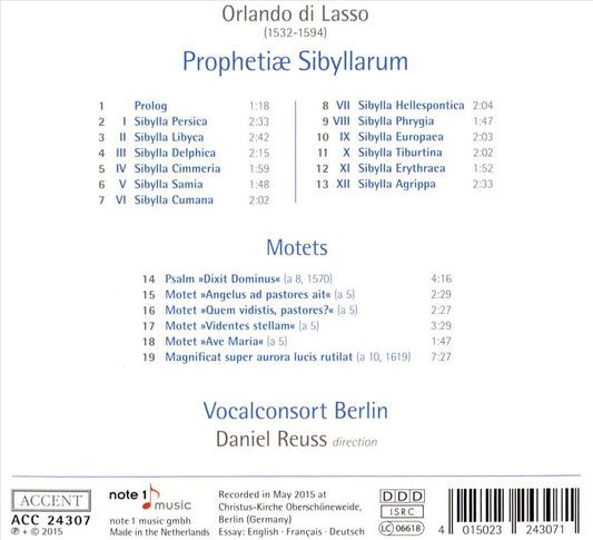 Orlando di Lasso: Prophetiae Sibyllarum cover art