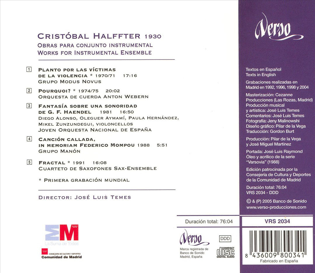 Cristóbal Halffter: Obras para Conjunto Instrumental cover art