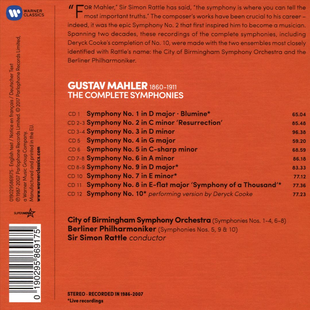 Mahler: The Complete Symphonies [12 CDs] cover art