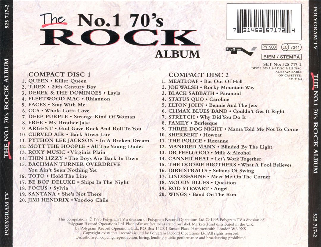 No. 1 70's Rock Album cover art