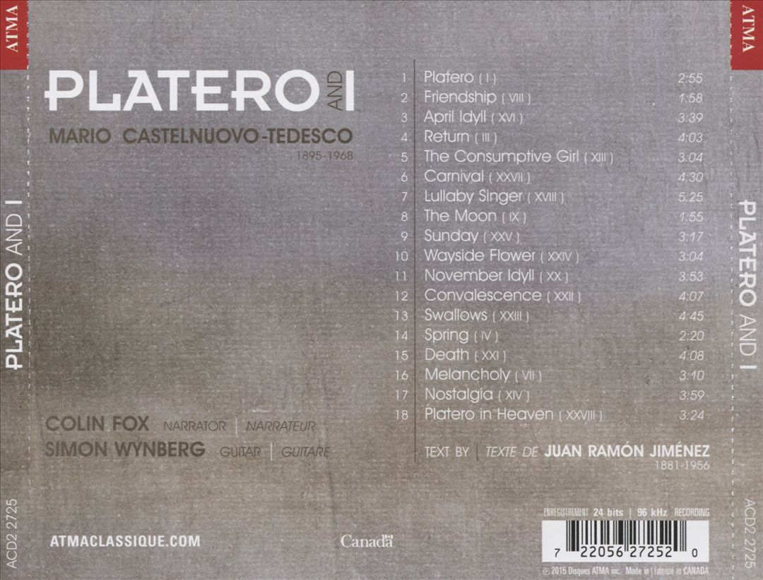 Mario Castelnuovo-Tedesco: Platero and I cover art