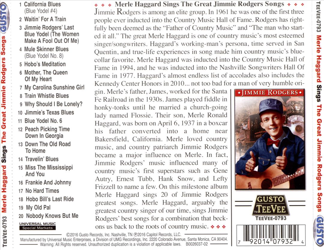 Sings the Great Jimmie Rodgers Songs cover art