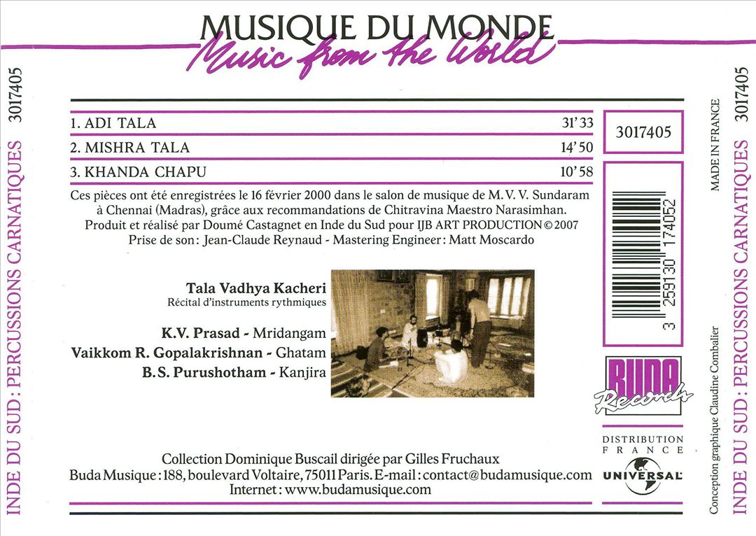 Inde Du Sud: Percussions Carnatiques cover art