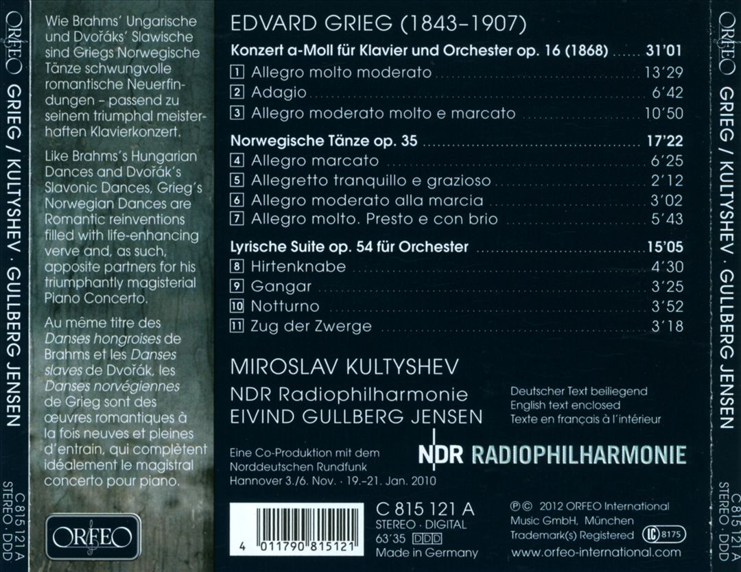 Grieg: Piano Concerto; Norwegian Dances; Lyric Suite cover art