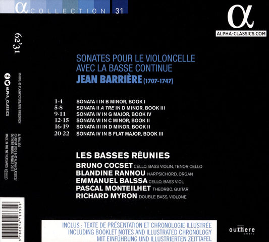 Barrière: Sonates pour le violoncelle avec la basse continue cover art