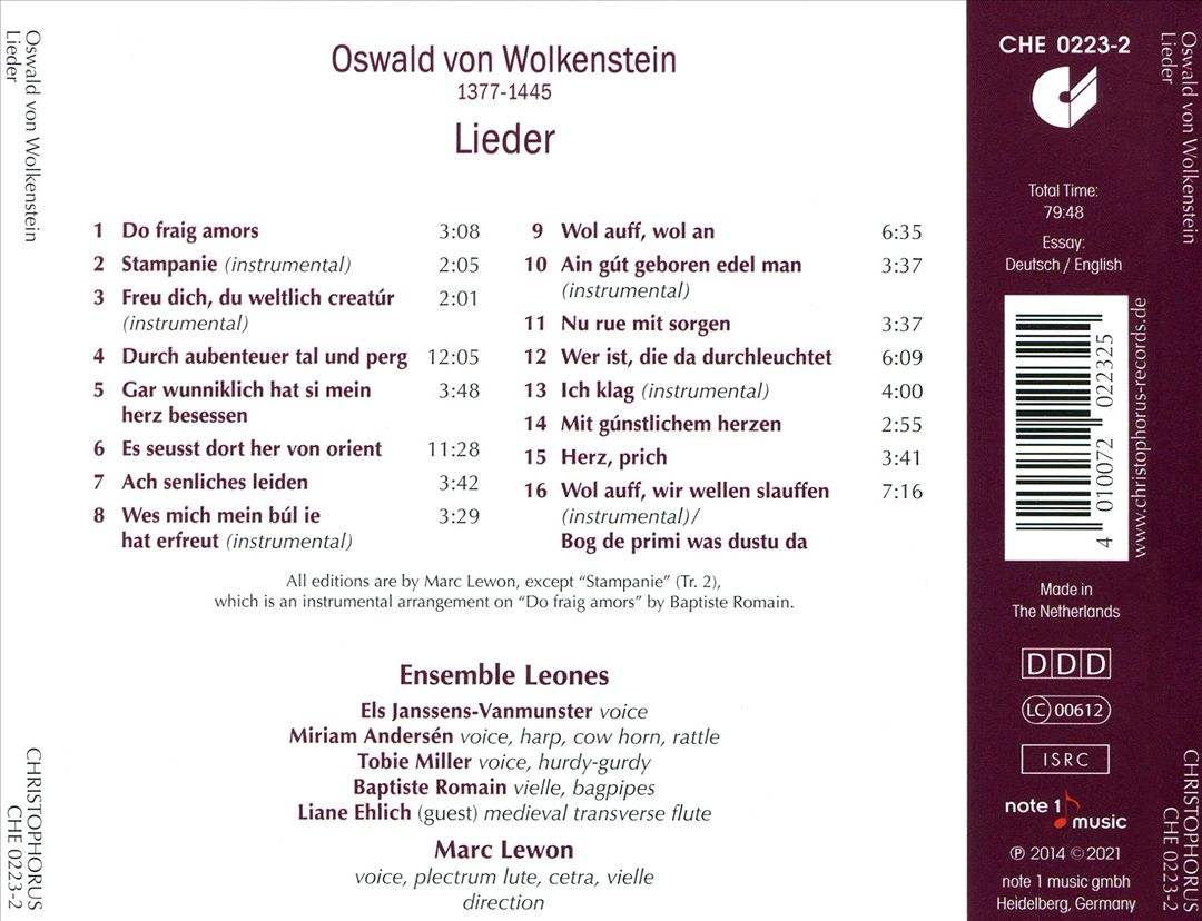 Oswald von Wolkenstein: Lieder cover art