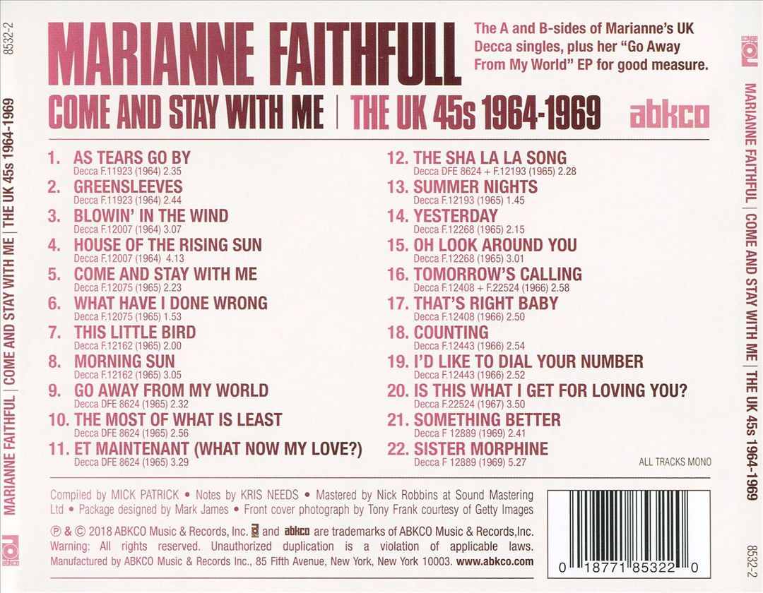 Come and Stay With Me: The UK 45s 1964-1969 cover art