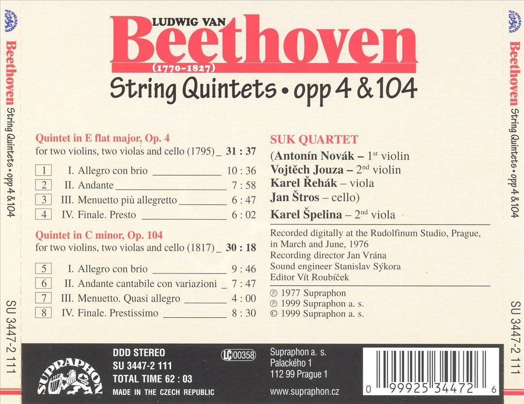 Beethoven: String Quintets Opp. 4 & 104 cover art