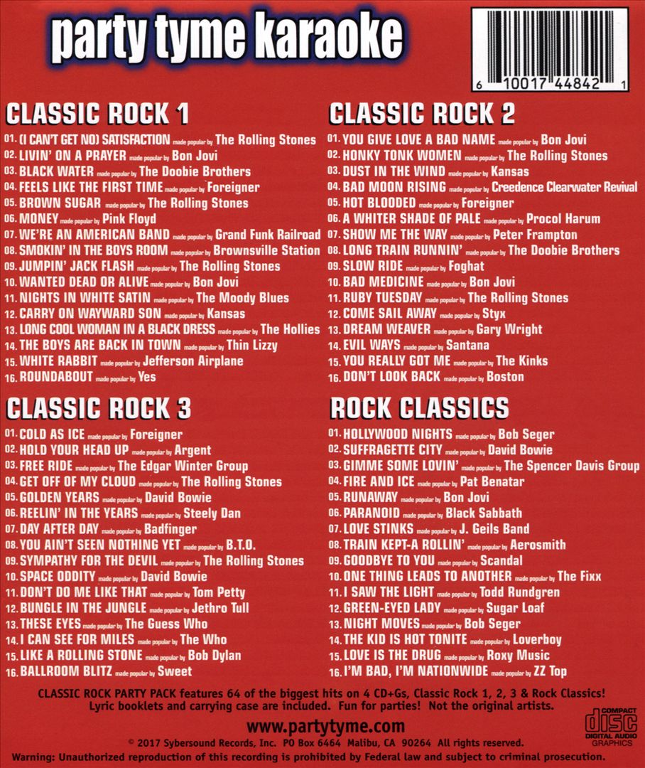 Party Tyme Karaoke: Classic Rock Party Pack cover art