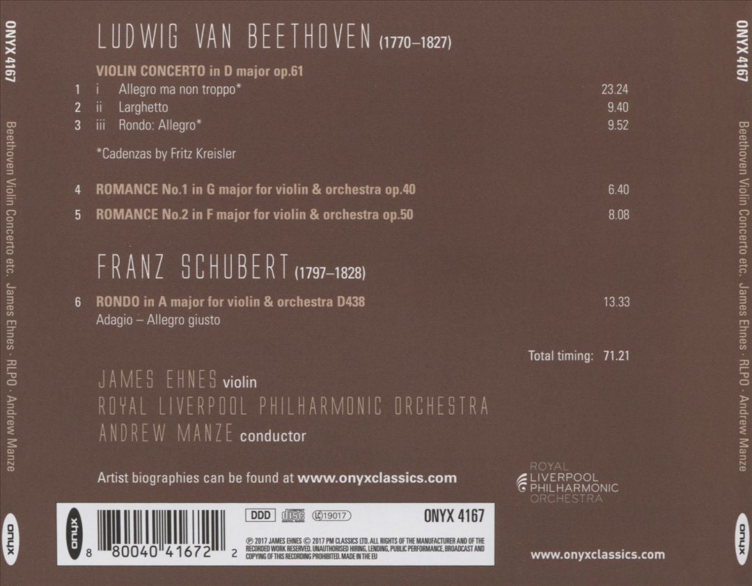 Beethoven: Violin Concerto Op. 61; Romances; Schubert: Rondo cover art