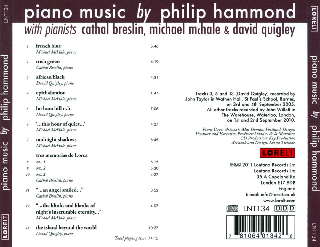 Philip Hammond: Piano Music cover art