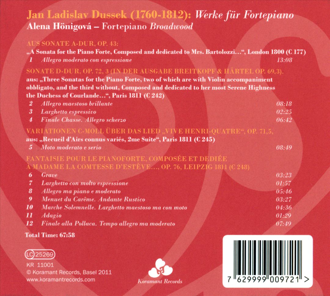 Jan Ladislav Dussek: Werke für Fortepiano cover art