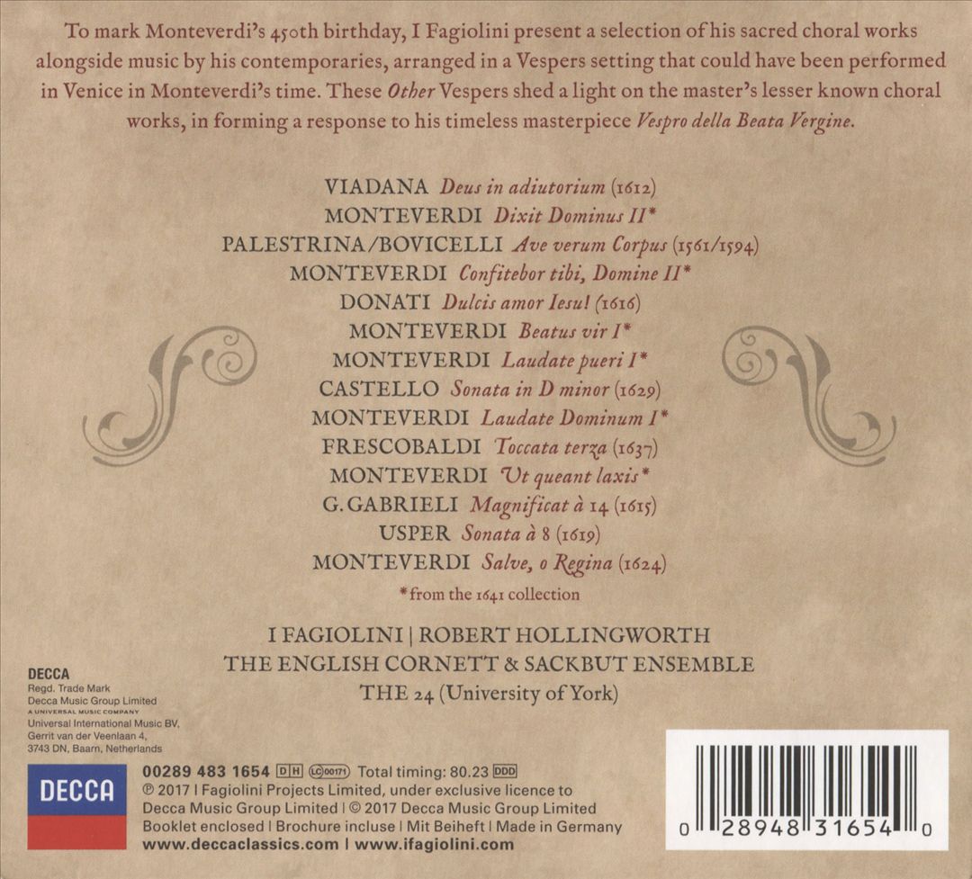 Monteverdi: The Other Vespers cover art