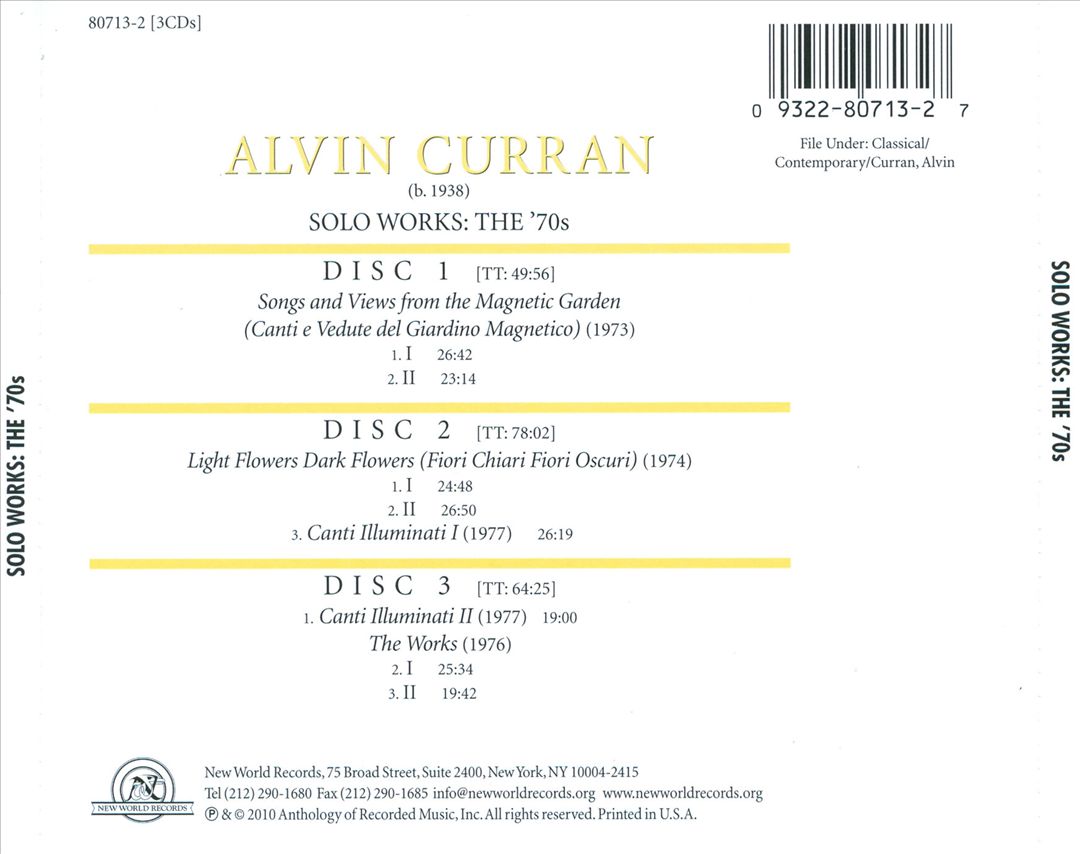 Alvin Curran: Solo Works - The 70s cover art