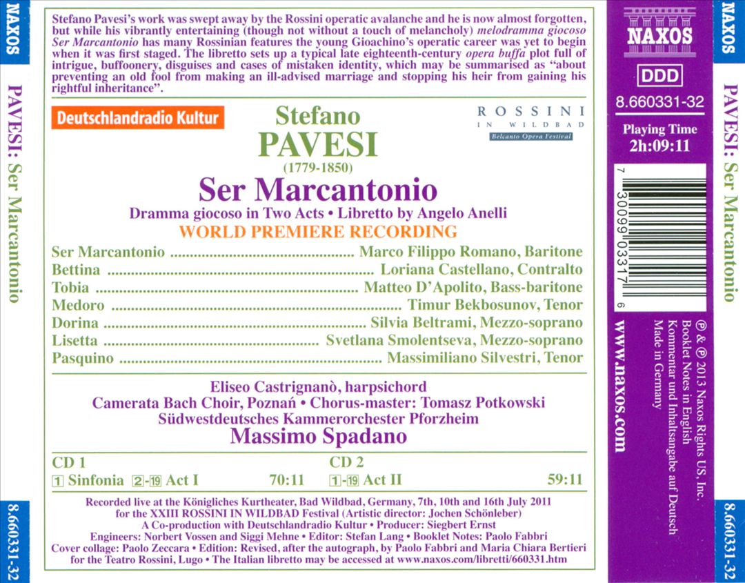 Stefano Pavesi: Ser Marcantonio cover art