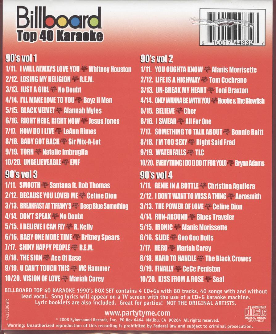 Billboard Top 40 Karaoke: 1990s [Box] cover art