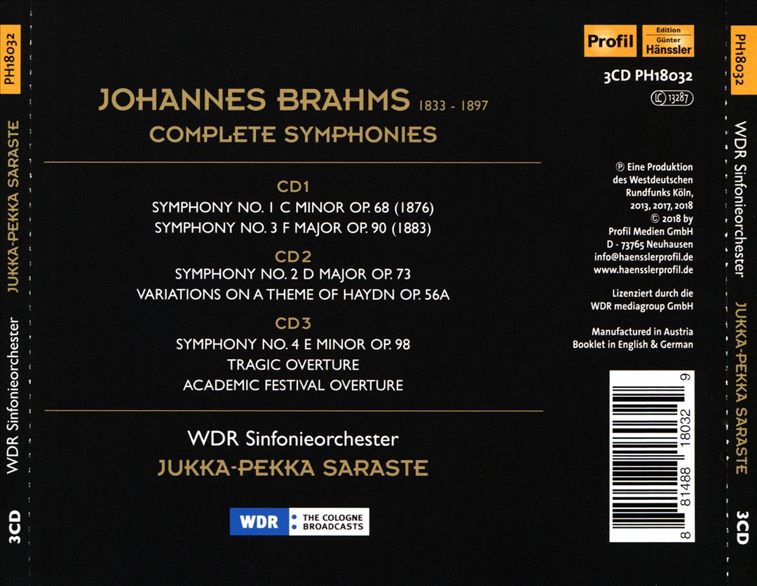 Johannes Brahms: Symphonies 1-4; Haydn Variations; Overtures cover art