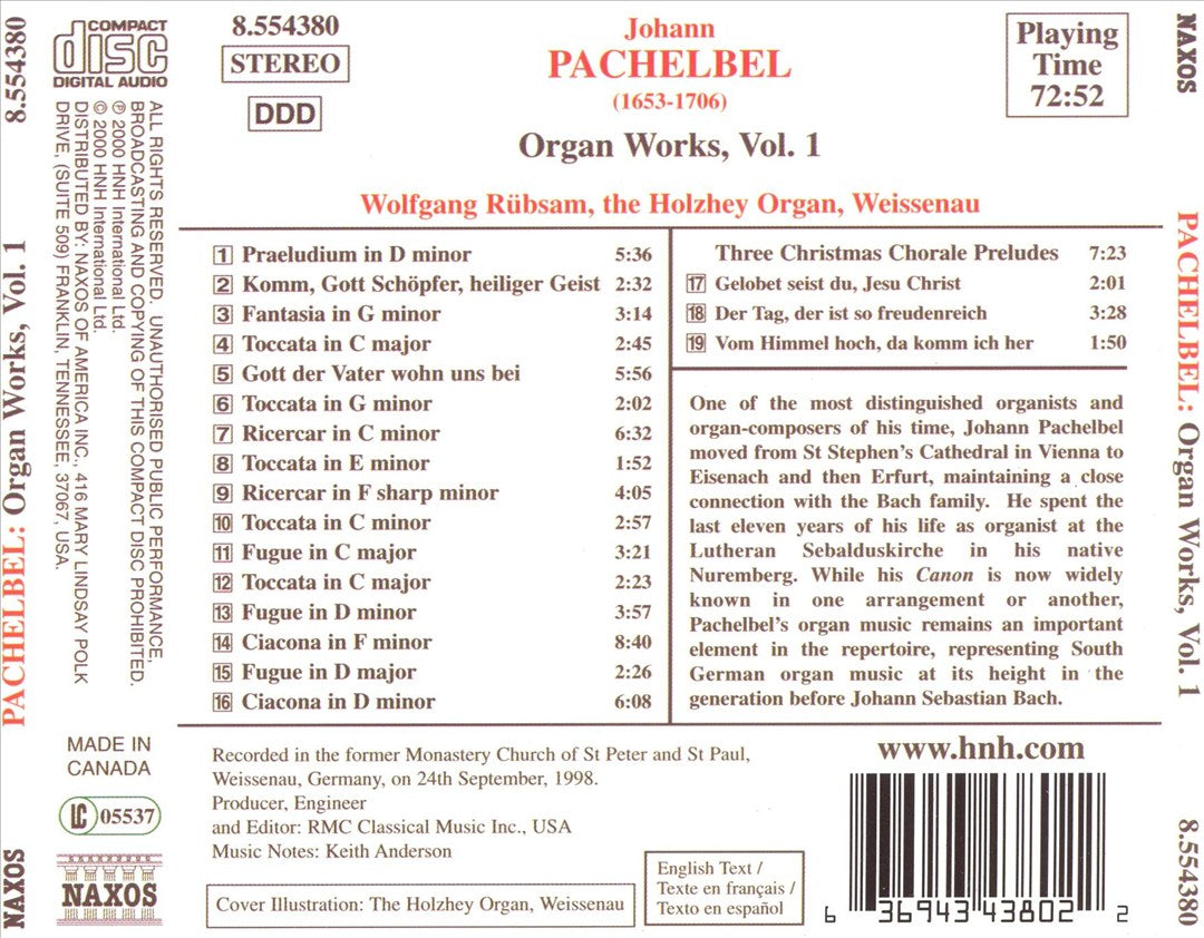 Pachelbel: Organ Works Vol.1 cover art