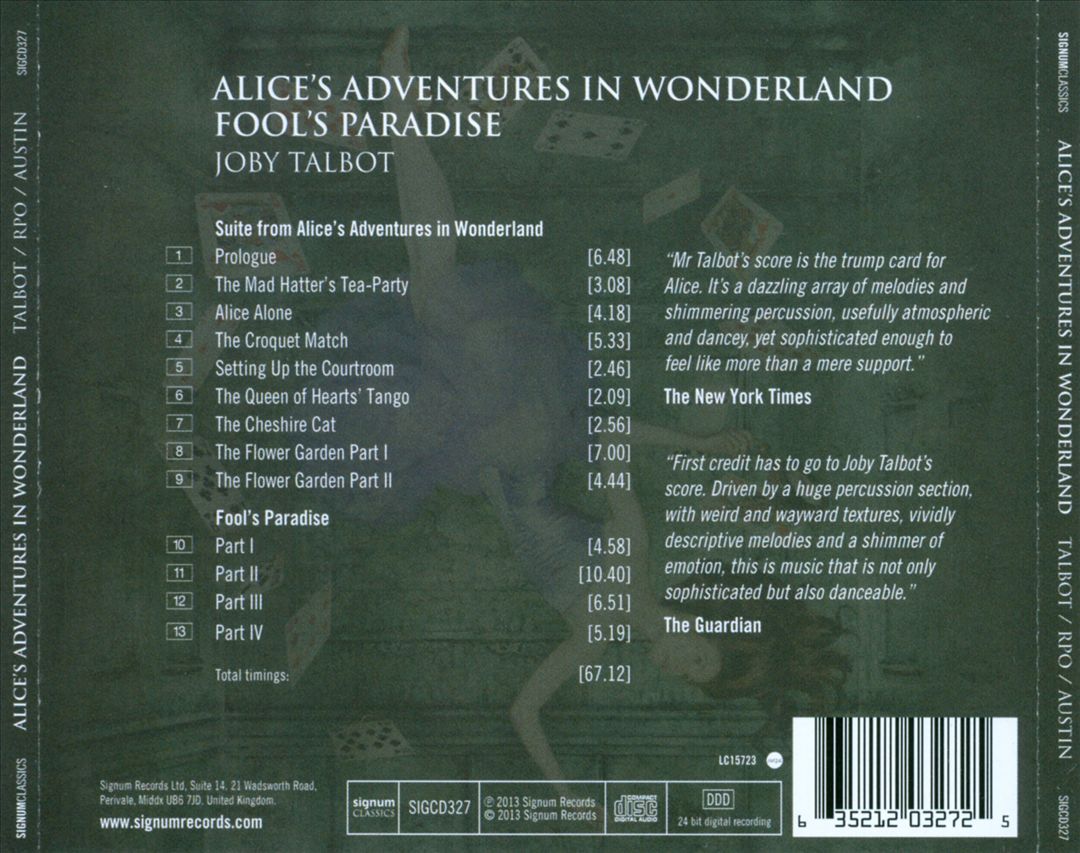 Joby Talbot: Alice's Adventures in Wonderland; Fool's Paradise cover art