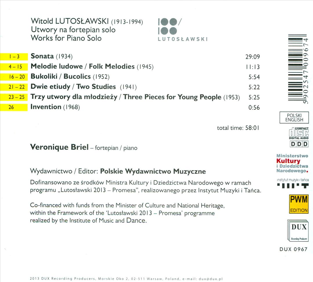 Witold Lutoslawski: Works for Piano Solo cover art