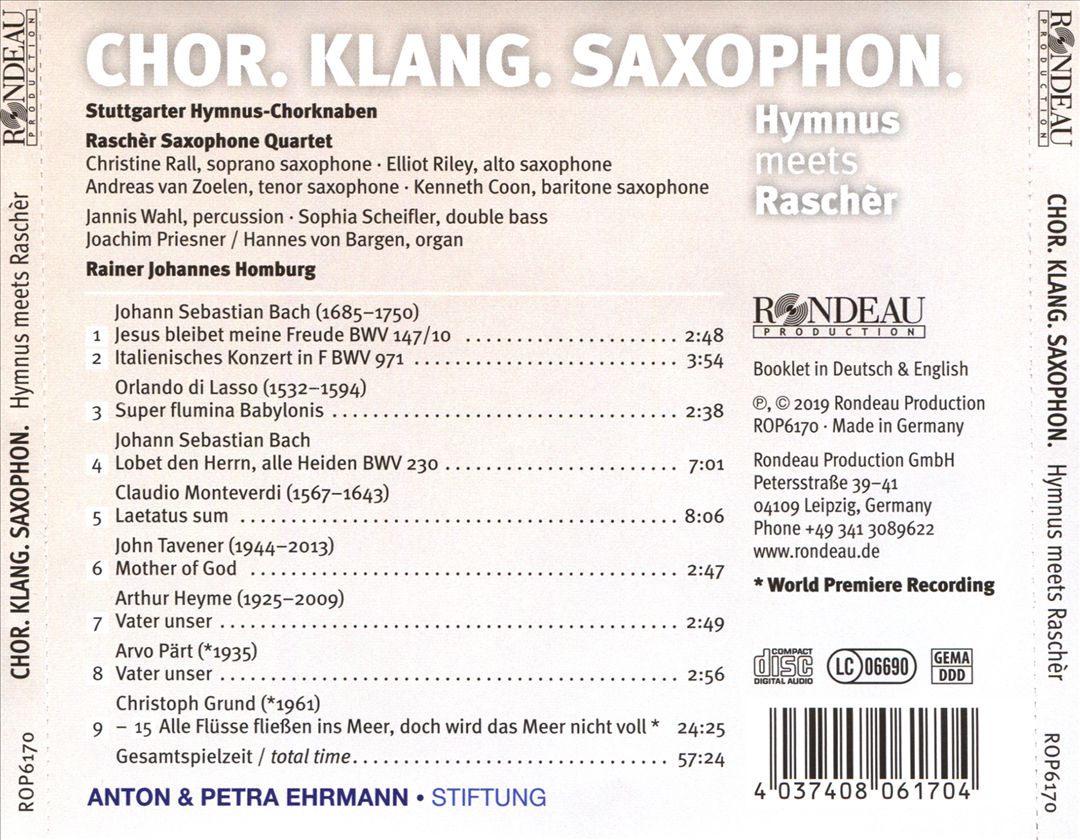 Chor. Klang. Saxophon: Hymnus meets Raschèr cover art