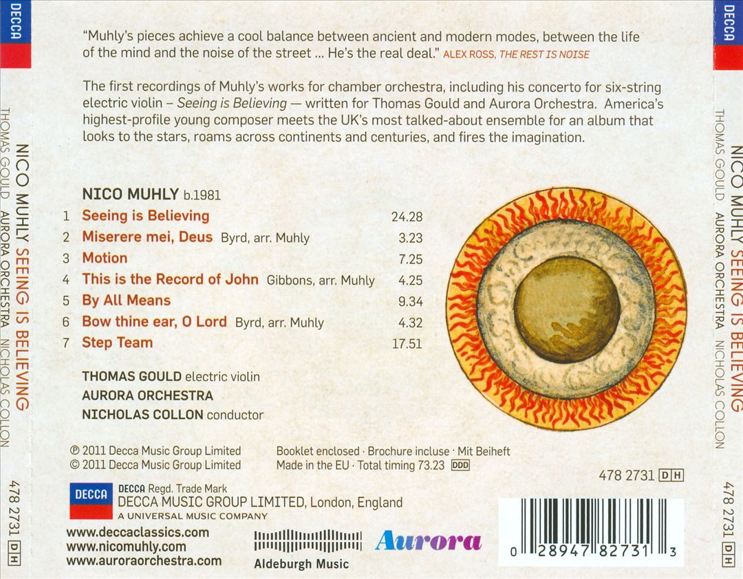 Nico Muhly: Seeing Is Believing cover art