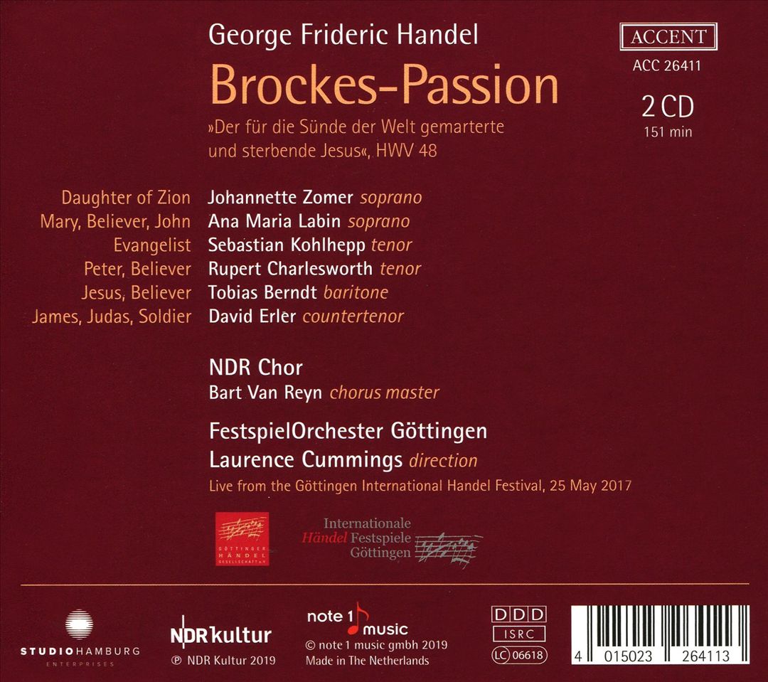 Händel: Brockes-Passion cover art