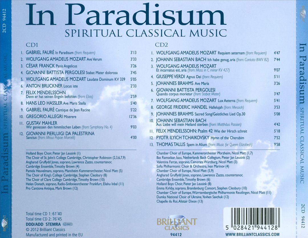 In Paradisum: Spiritual Classical Melodies cover art