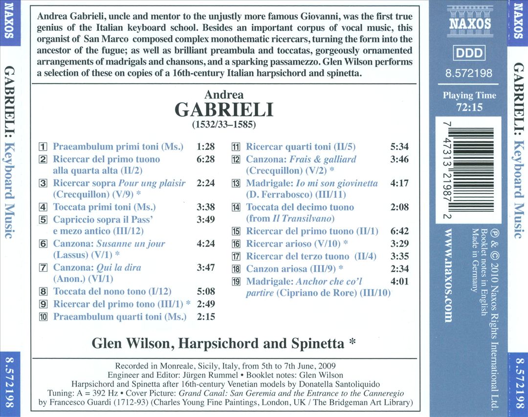 Andrea Gabrieli: Keyboard Music cover art
