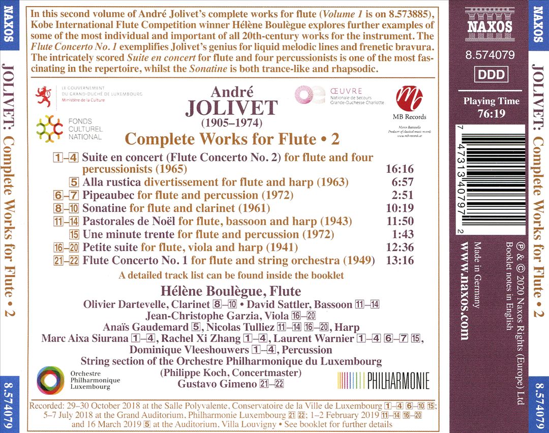 André Jolivet: Complete Works for Flute, Vol. 2 cover art