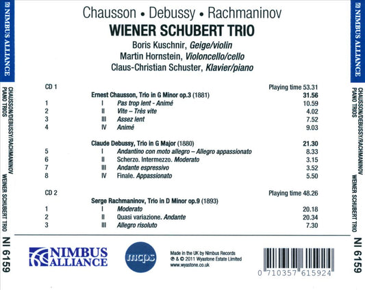 Wiener Schubert Trio Performs Chausson, Debussy &  Rachmaninov cover art