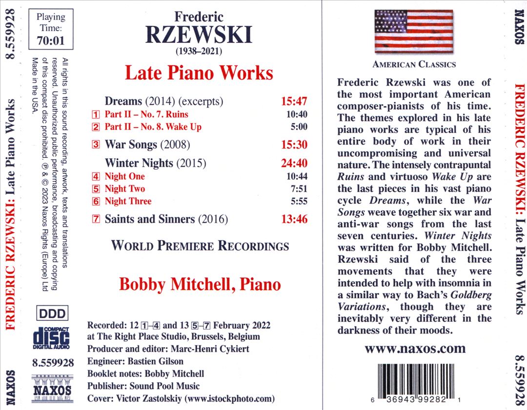 Frederic Rzewski: Dreams; War Songs; Winter Nights; Saints and Sinners cover art