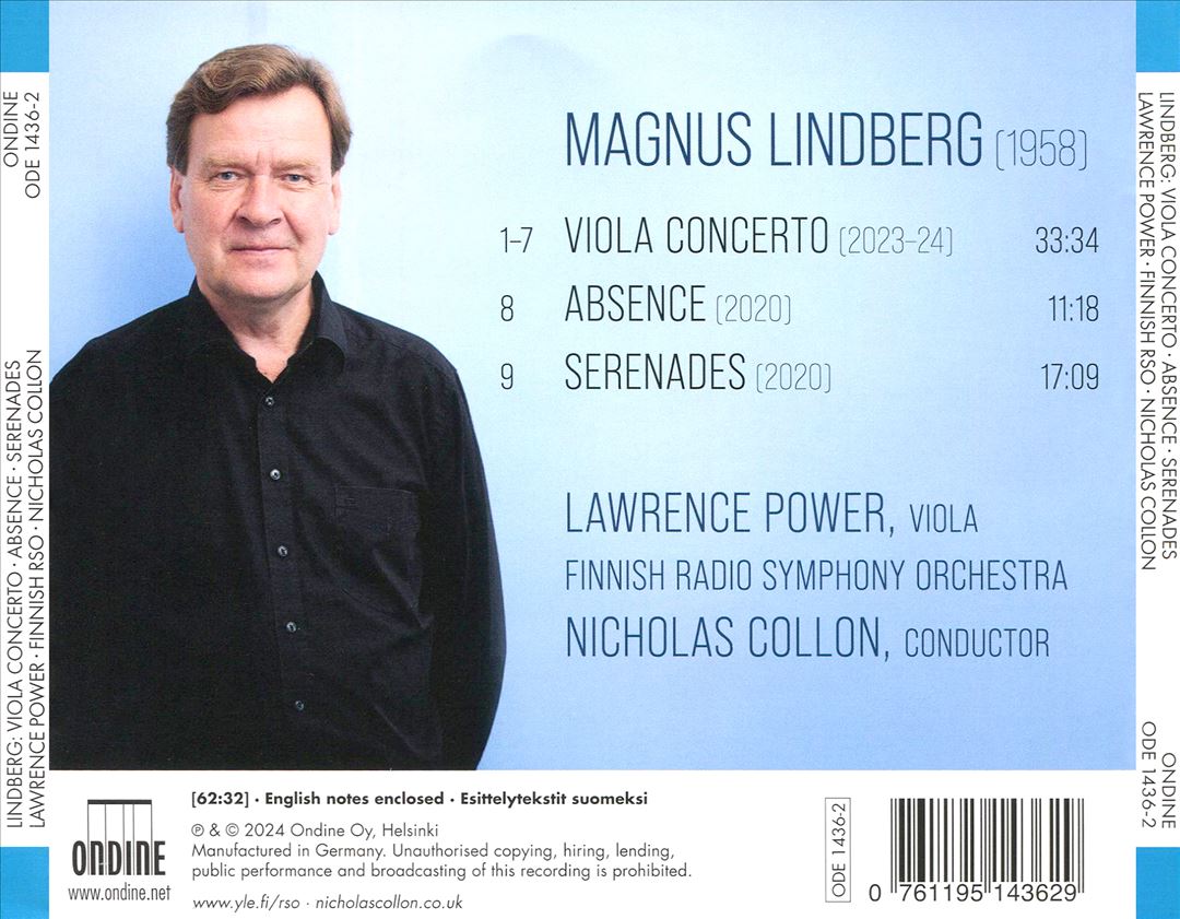 Magnus Lindberg: Viola Concerto; Absence; Serenades cover art