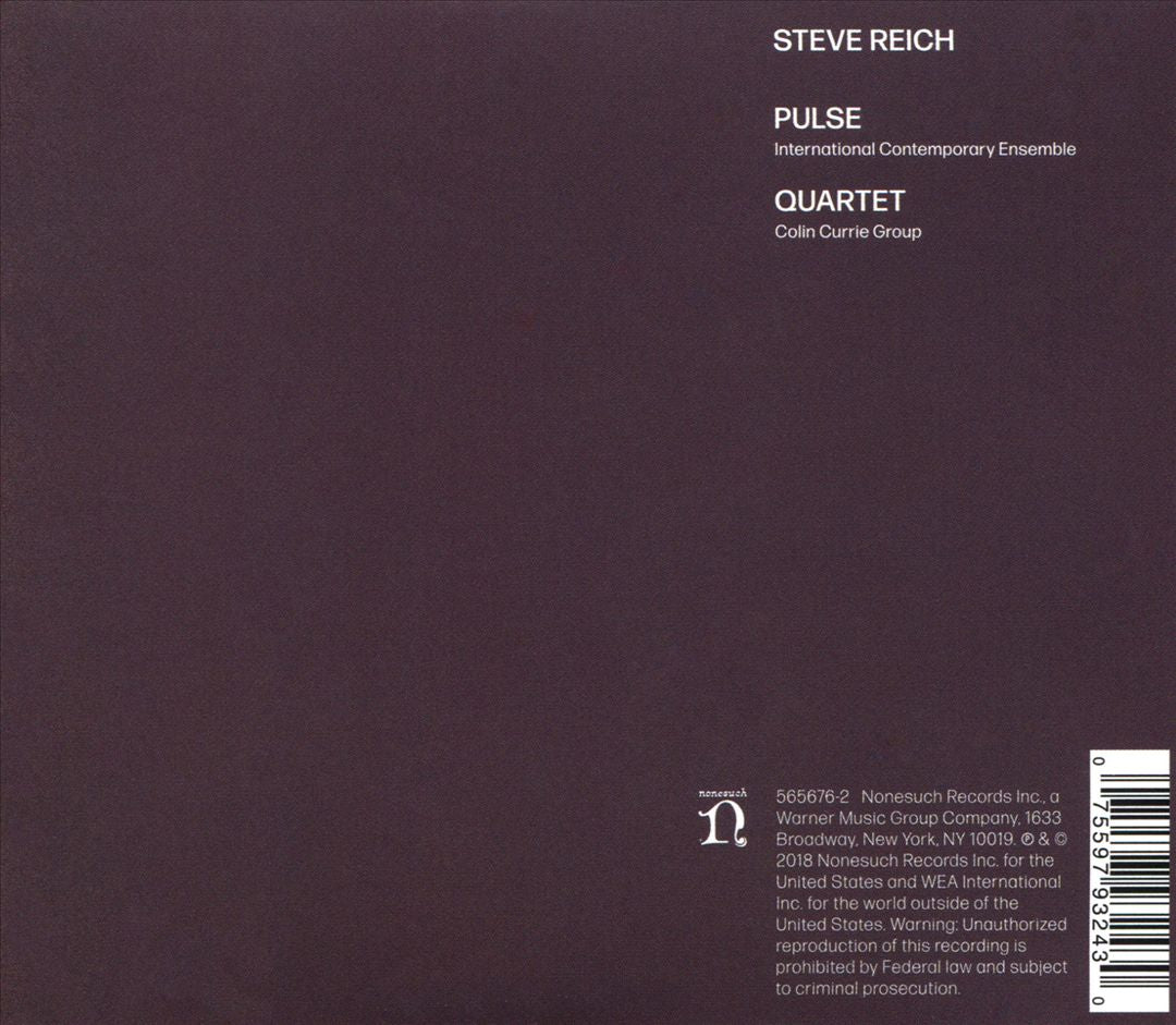 Steve Reich: Pulse; Quartet cover art