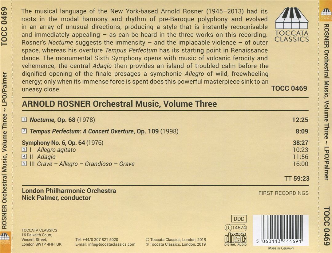 Arnold Rosner: Orchestral Music, Vol. 3 cover art