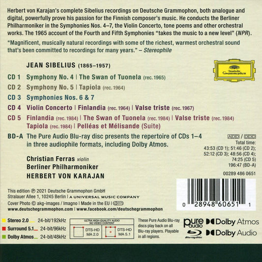 Sibelius: Complete Recordings on Deutsche Grammophon [5CD+Blu-Ray Audio] cover art