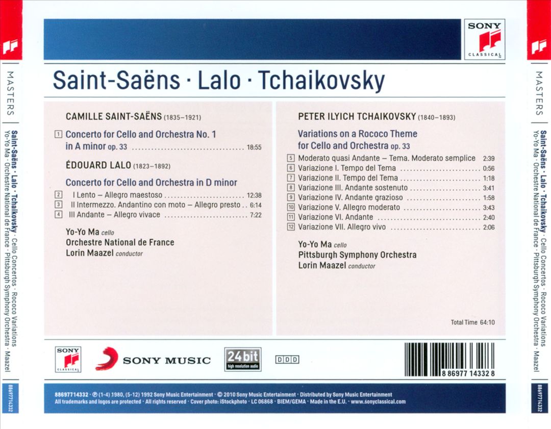 Saint-Saëns, Lalo: Cello Concertos; Tchaikovsky: Rococo Variations cover art