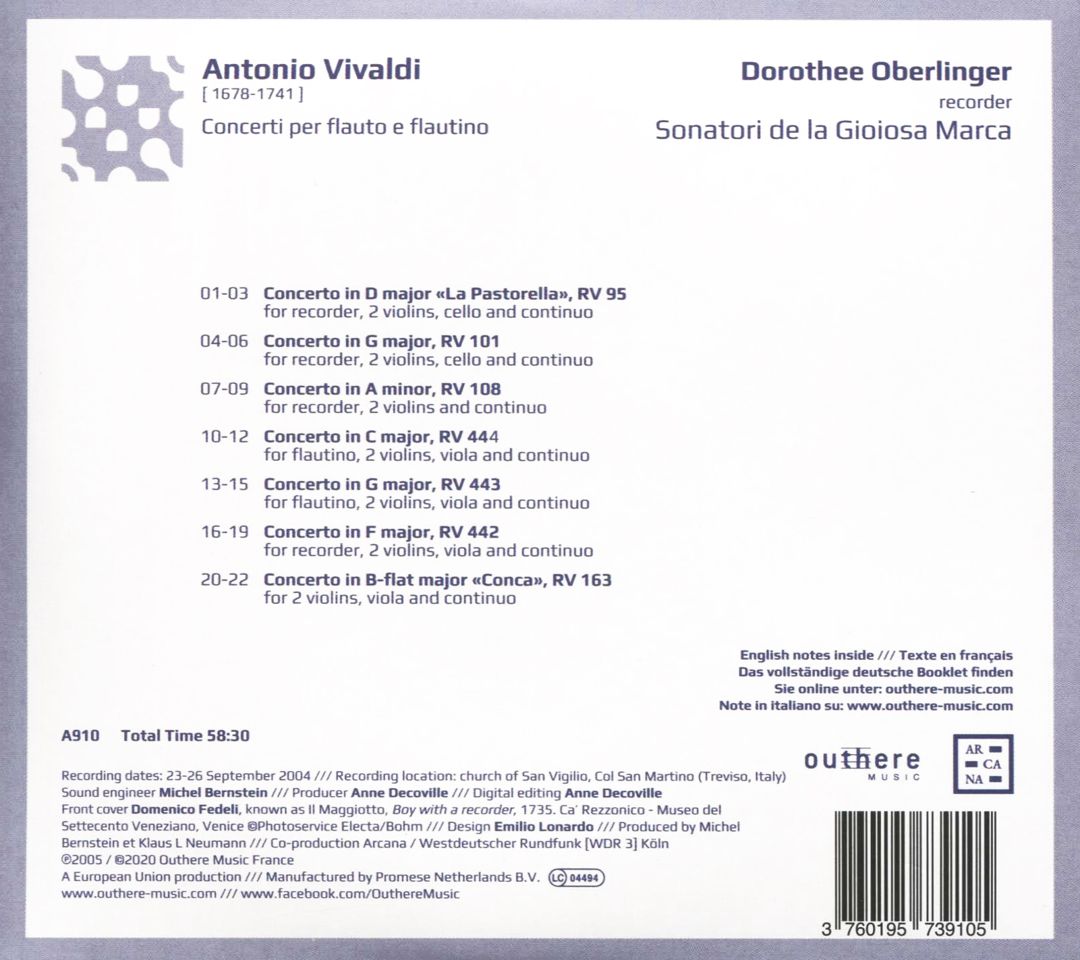 Antonio Vivaldi: Concerti per flauto e flautino cover art