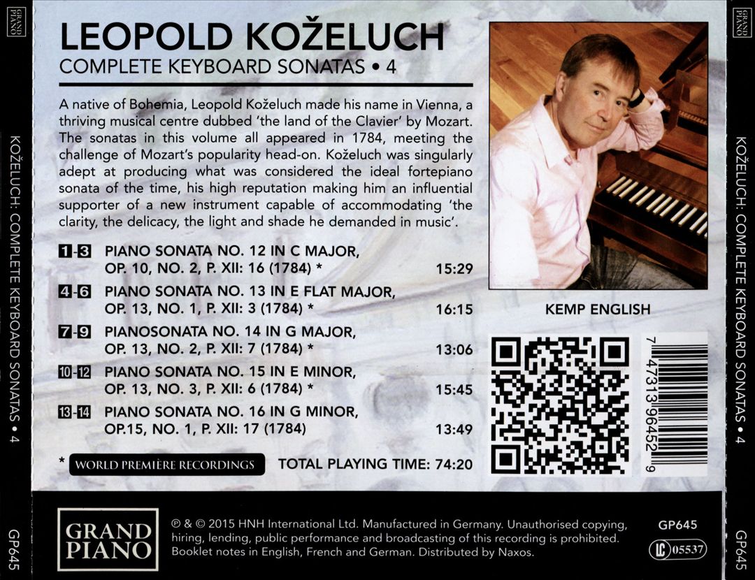 Kozeluch: Complete Keyboard Sonatas, Vol. 4 cover art