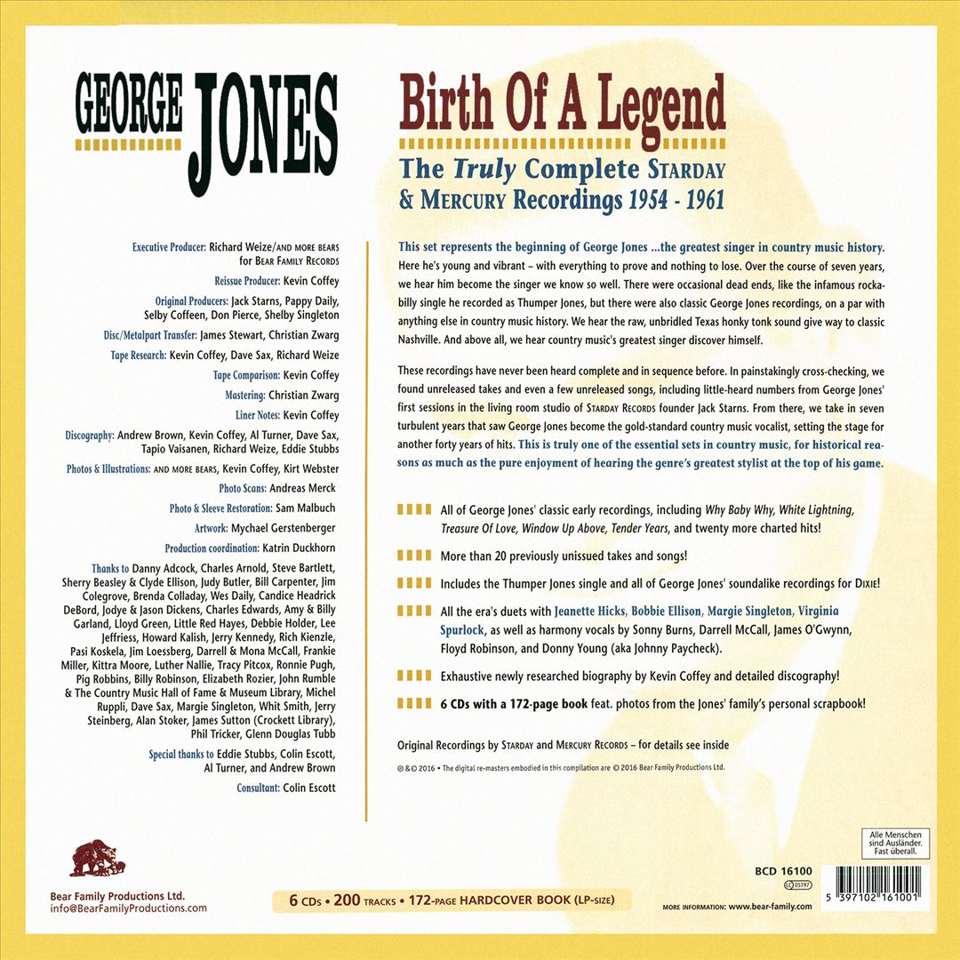 Birth of a Legend [The Truly Complete Starday and Mercury Recordings 1954-1961] cover art