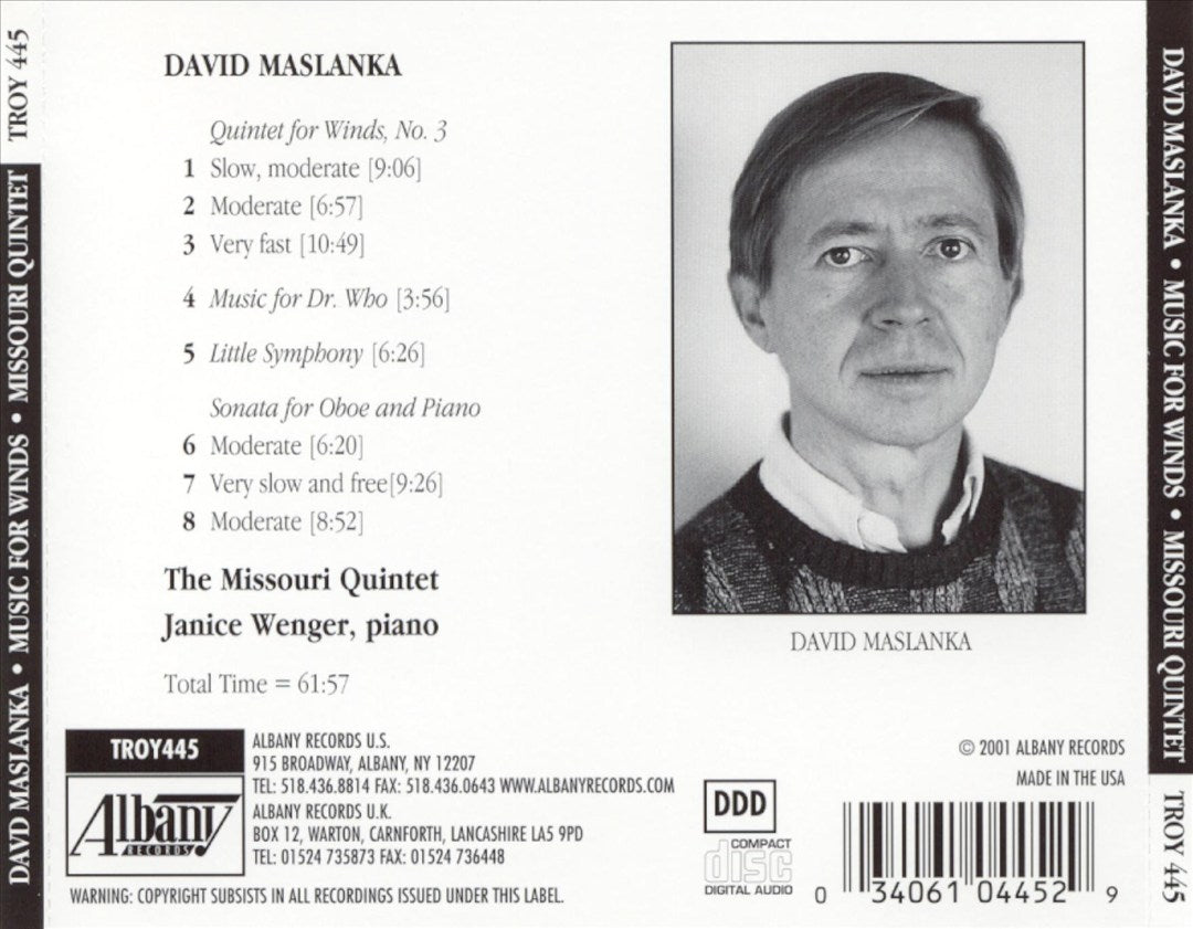 David Maslanka: Music for Winds cover art
