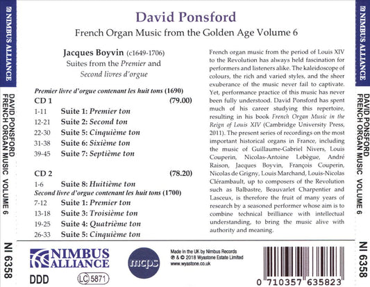 Jacques Boyvin: Suites from the Premier and Second livres d'orgue cover art