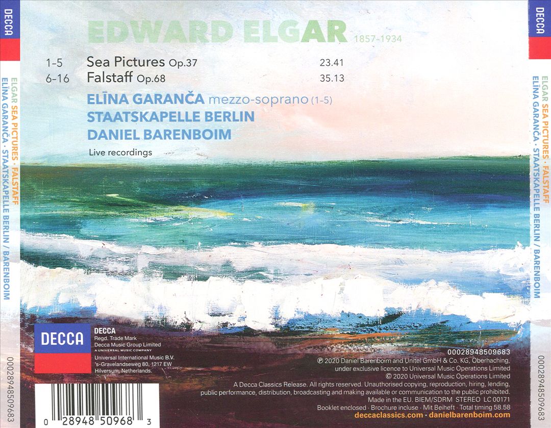 Elgar: Sea Pictures; Falstaff cover art