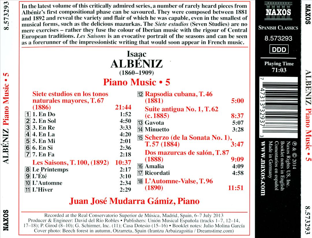 Albéniz: Piano Music, Vol. 5 cover art